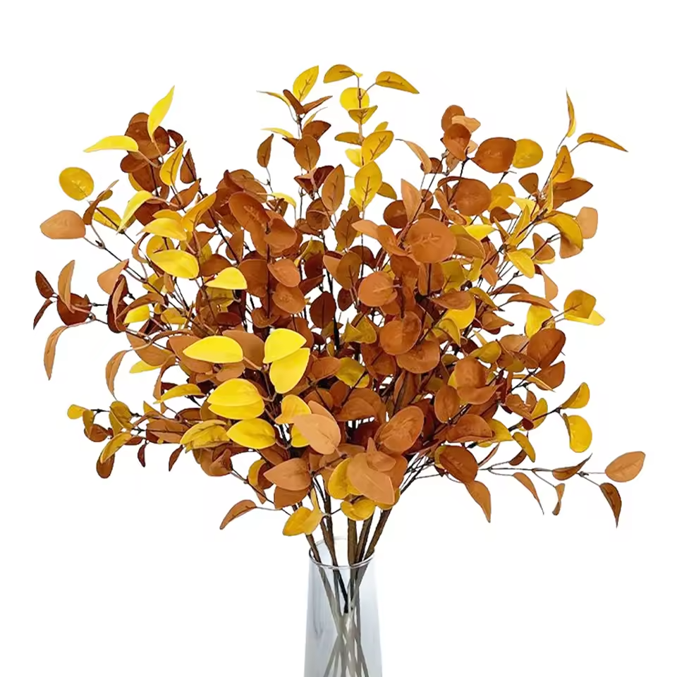 Artificial Fall Eucalyptus Branch Fake Olivers Plants Autumn Decorations for Home Table Room Floral Arrangements Festival Decor