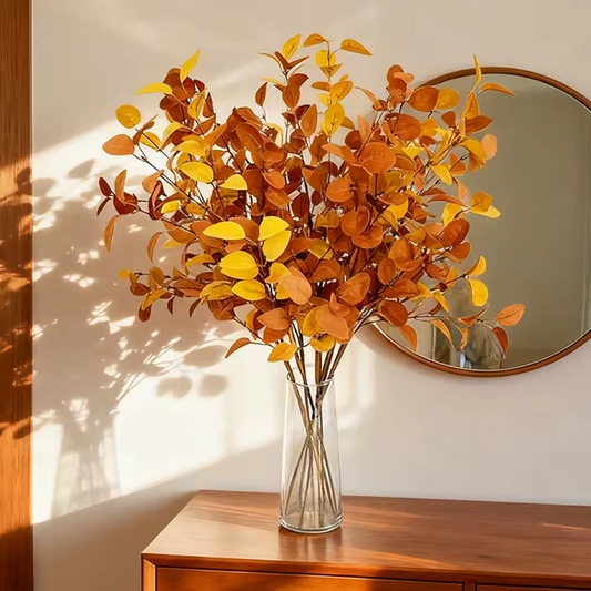 Artificial Fall Eucalyptus Branch Fake Olivers Plants Autumn Decorations for Home Table Room Floral Arrangements Festival Decor