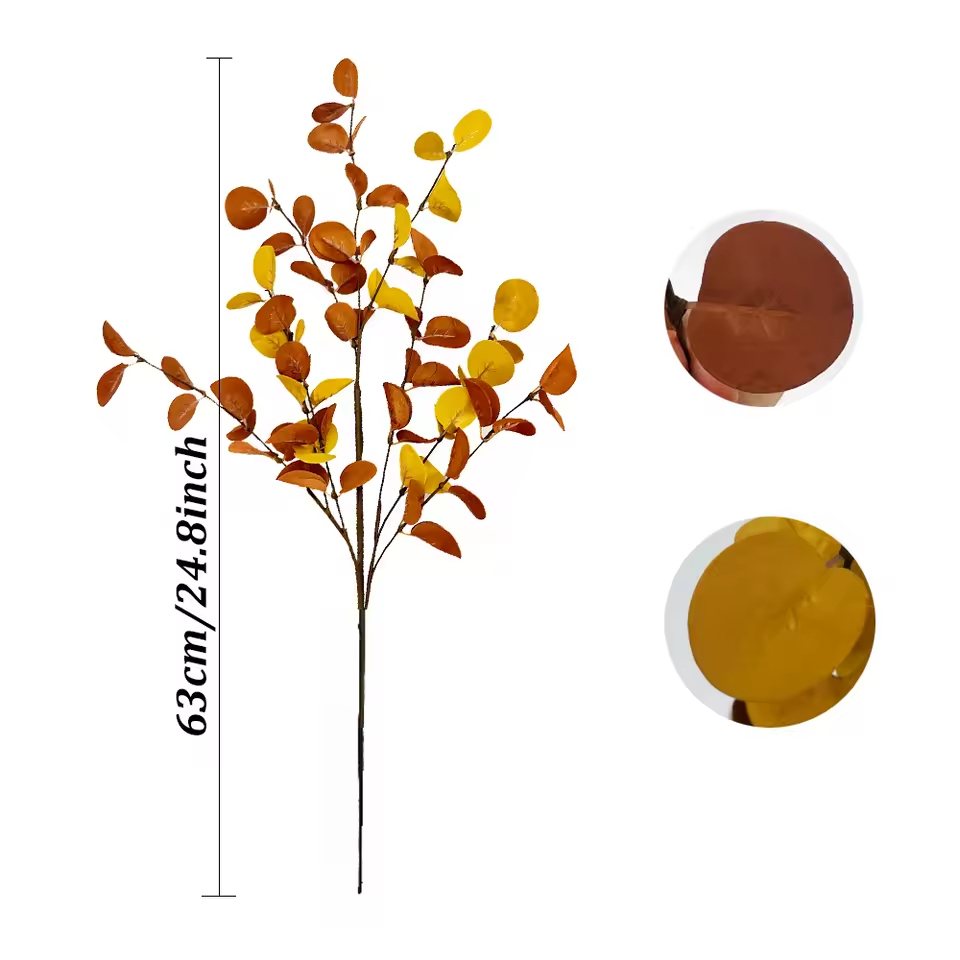 Artificial Fall Eucalyptus Branch Fake Olivers Plants Autumn Decorations for Home Table Room Floral Arrangements Festival Decor