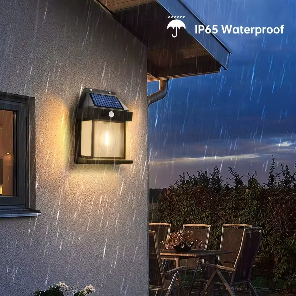 Solar Tungsten Filament Lamp Outdoor Waterproof Intelligent Induction Wall Lamp Courtyard Garden Villa Lighting