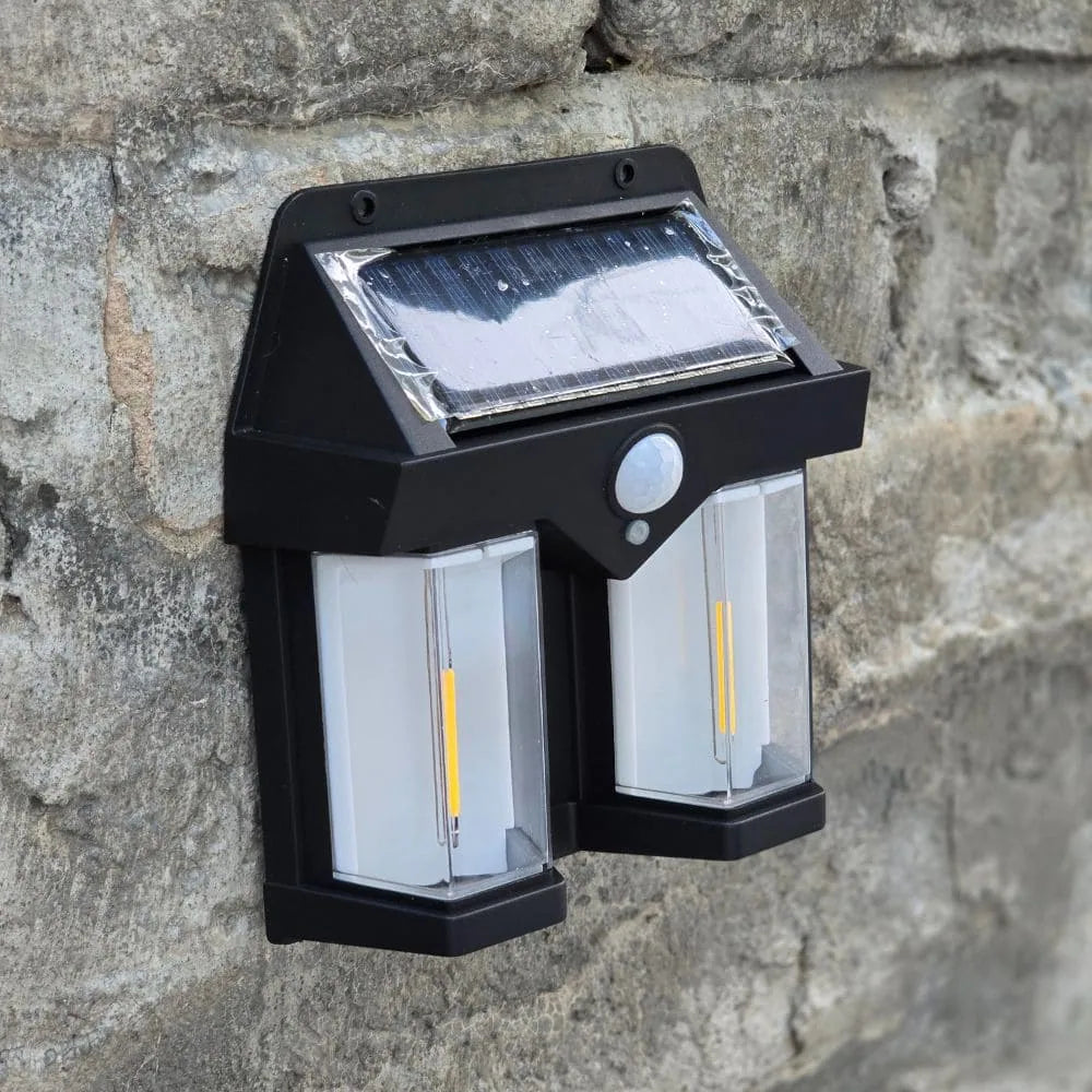 Double Head Antique Solar Sensor Lamp Solar Warm Lighting Lamp Outdoor Wall Lights