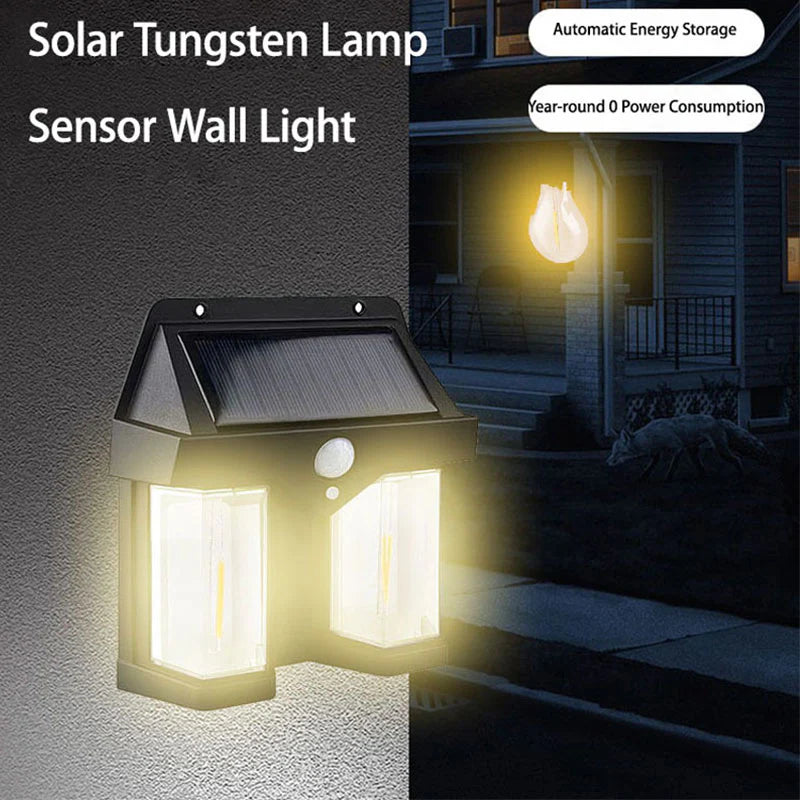 Double Head Antique Solar Sensor Lamp Solar Warm Lighting Lamp Outdoor Wall Lights