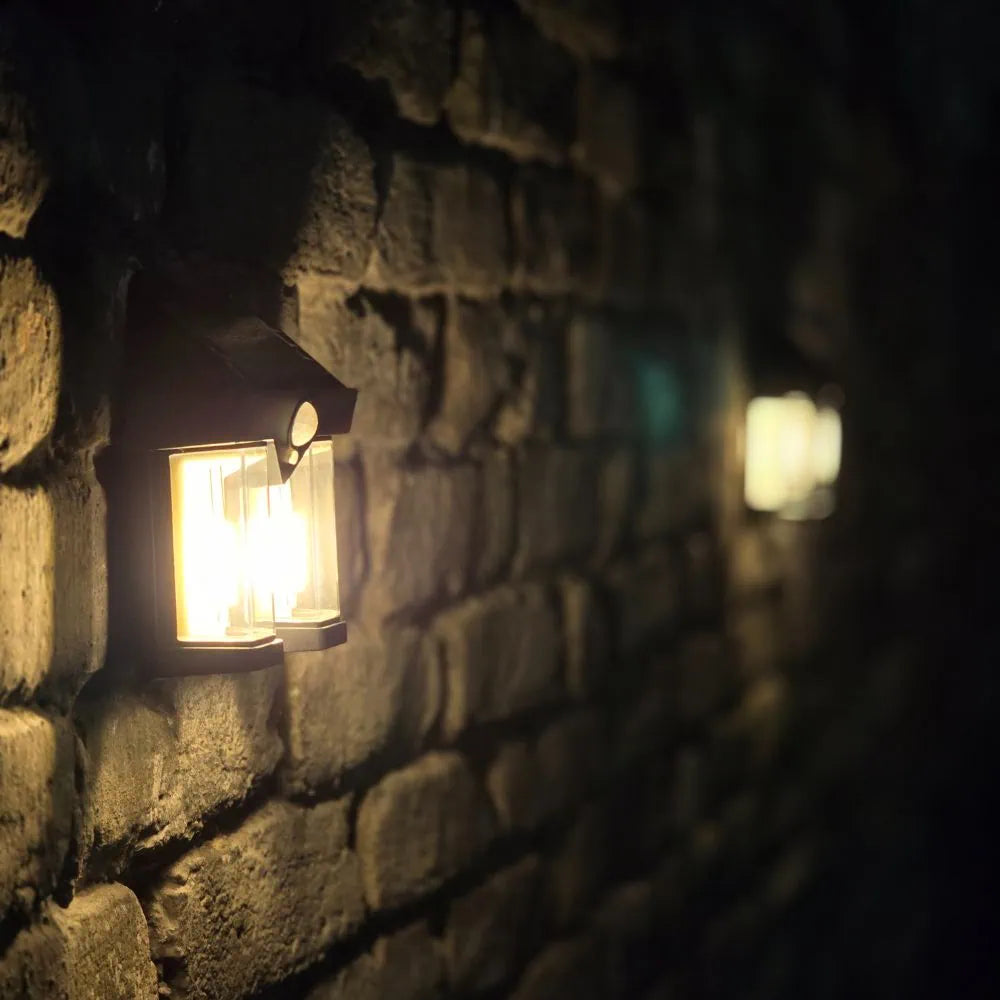 Double Head Antique Solar Sensor Lamp Solar Warm Lighting Lamp Outdoor Wall Lights